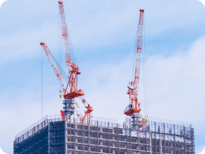 Tower cranes at construction site